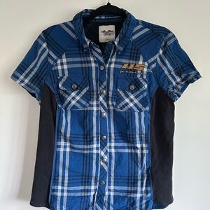 Harley-Davidson Blue Plaid Women's Button Down Shirt